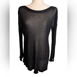 BSUBSEACH Elegant Sheer Side Slit Long Sleeve Top. Size XL